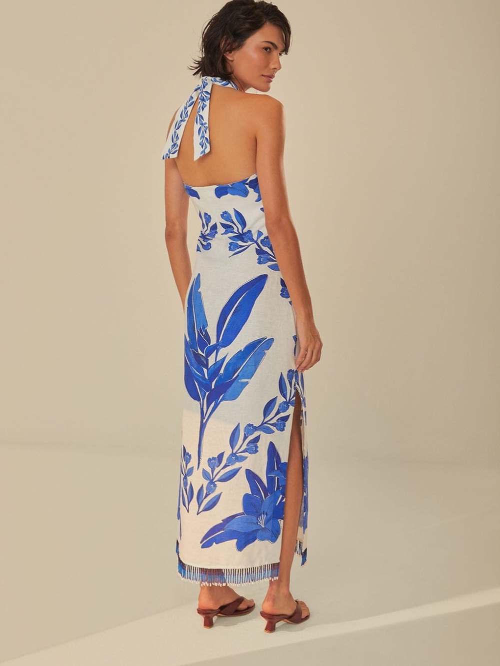 Farm Rio: Blue Yard Off-White Sleeveless Maxi Dress - Picture 2 of 11